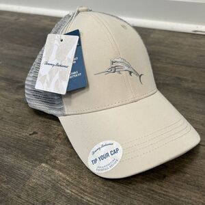 NWT TOMMY BAHAMA "Tip Your Cap" Marlin Logo Trucker‎ Hat/Cap Gray Men Snapback